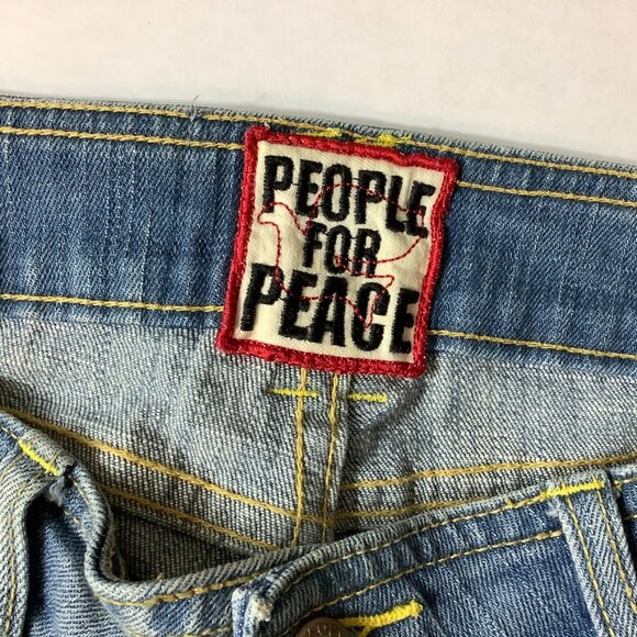 Vintage Y2K 00s People For Peace Low Rise Embroidered Flare Jeans 31 - Picture 6 of 7